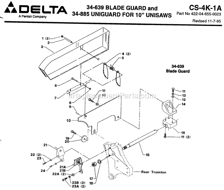 Porter Cable 34-639 (Type 2) Guard Power Tool Page A Diagram